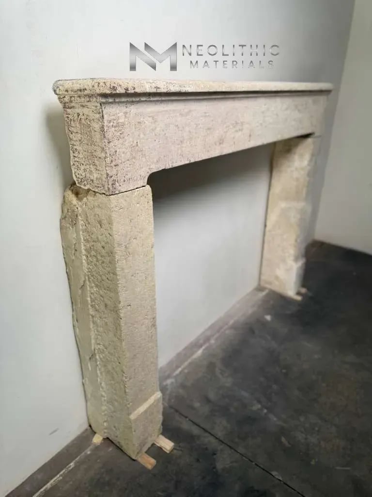 French Antique 19th Century Limestone Mantel - Image 2