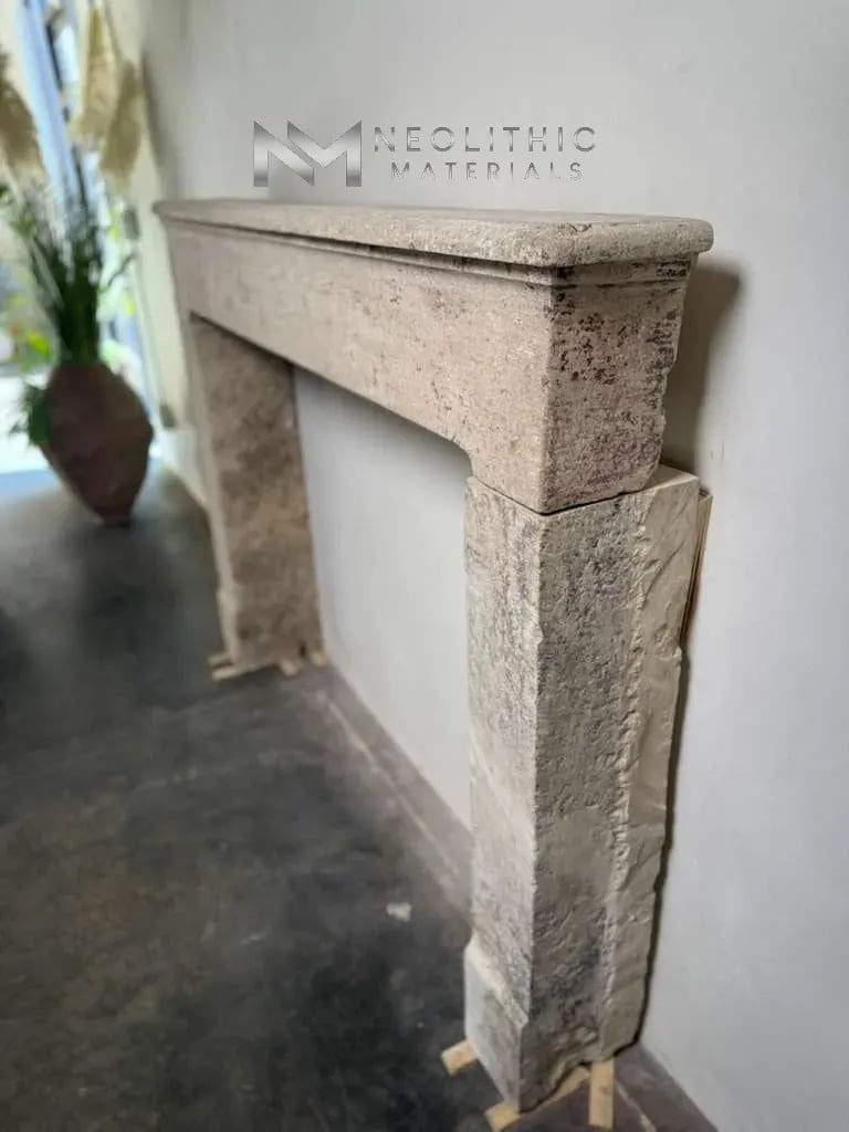 French Antique 19th Century Limestone Mantel - Image 3