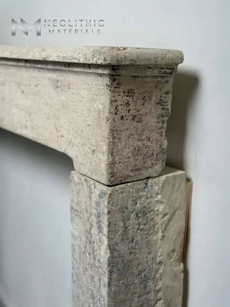 French Antique 19th Century Limestone Mantel - Image 4