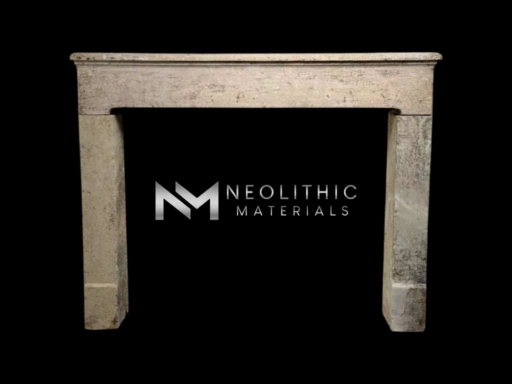 French Antique 19th Century Limestone Mantel