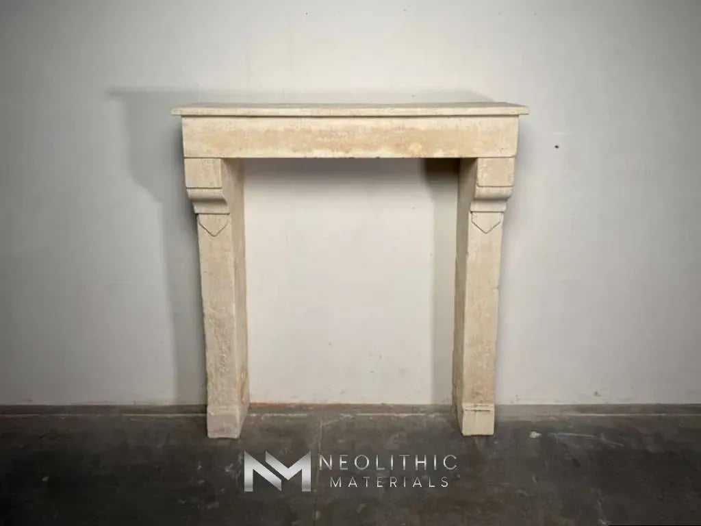 French Antique 19th Century Limestone Mantel - Image 1