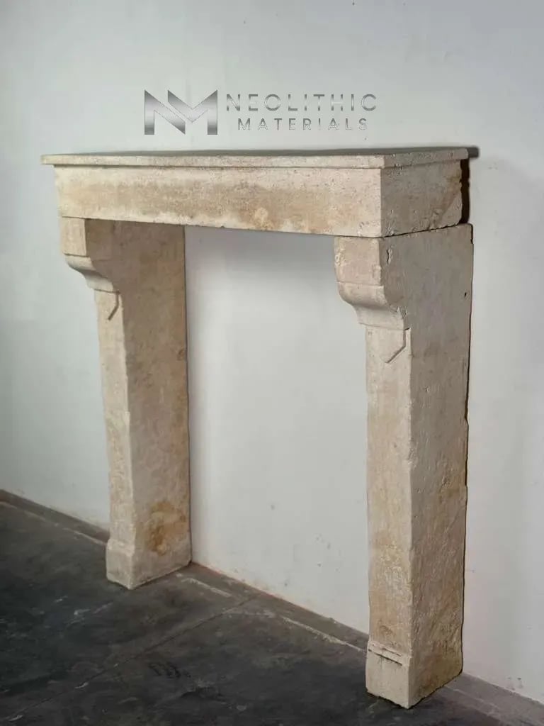 French Antique 19th Century Limestone Mantel - Image 2