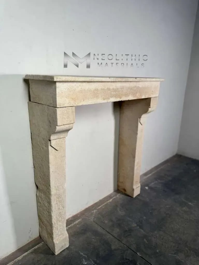 French Antique 19th Century Limestone Mantel - Image 3