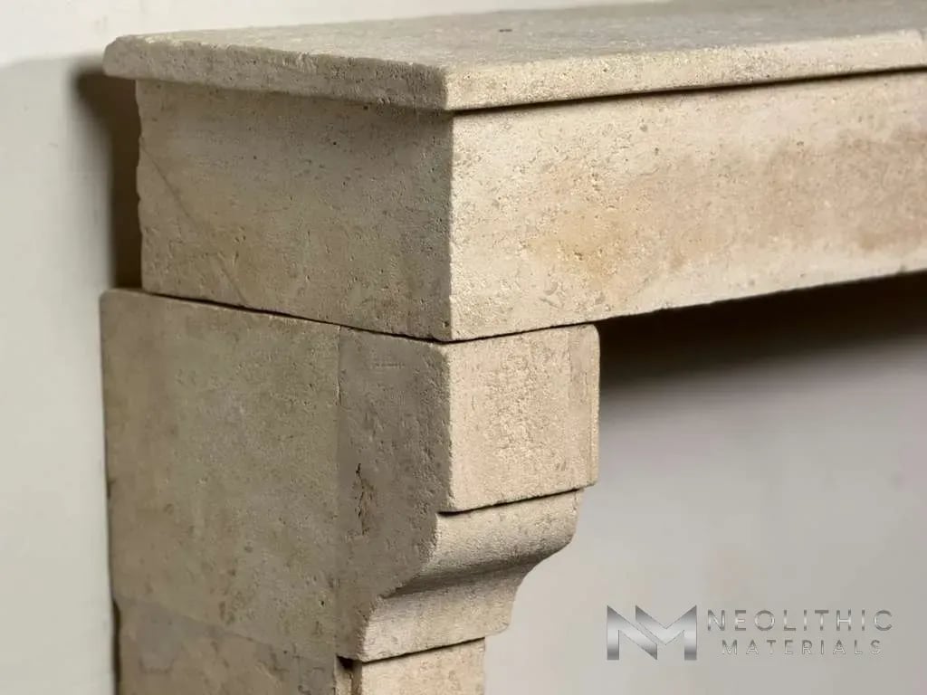 French Antique 19th Century Limestone Mantel - Image 5