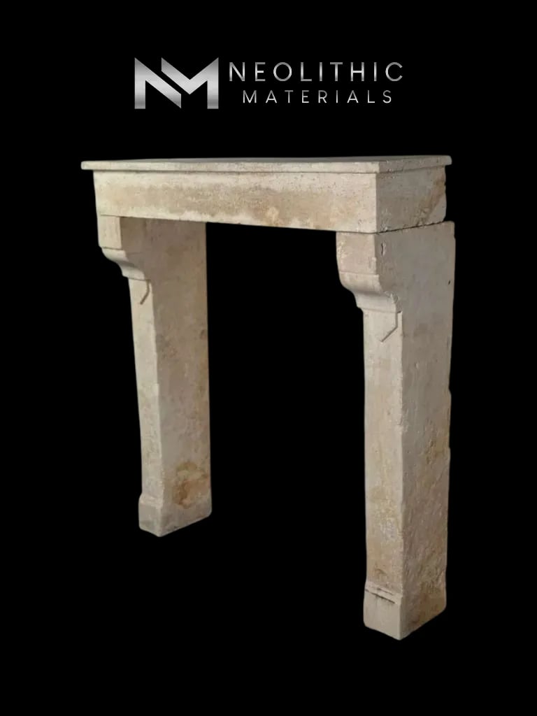 French Antique 19th Century Limestone Mantel