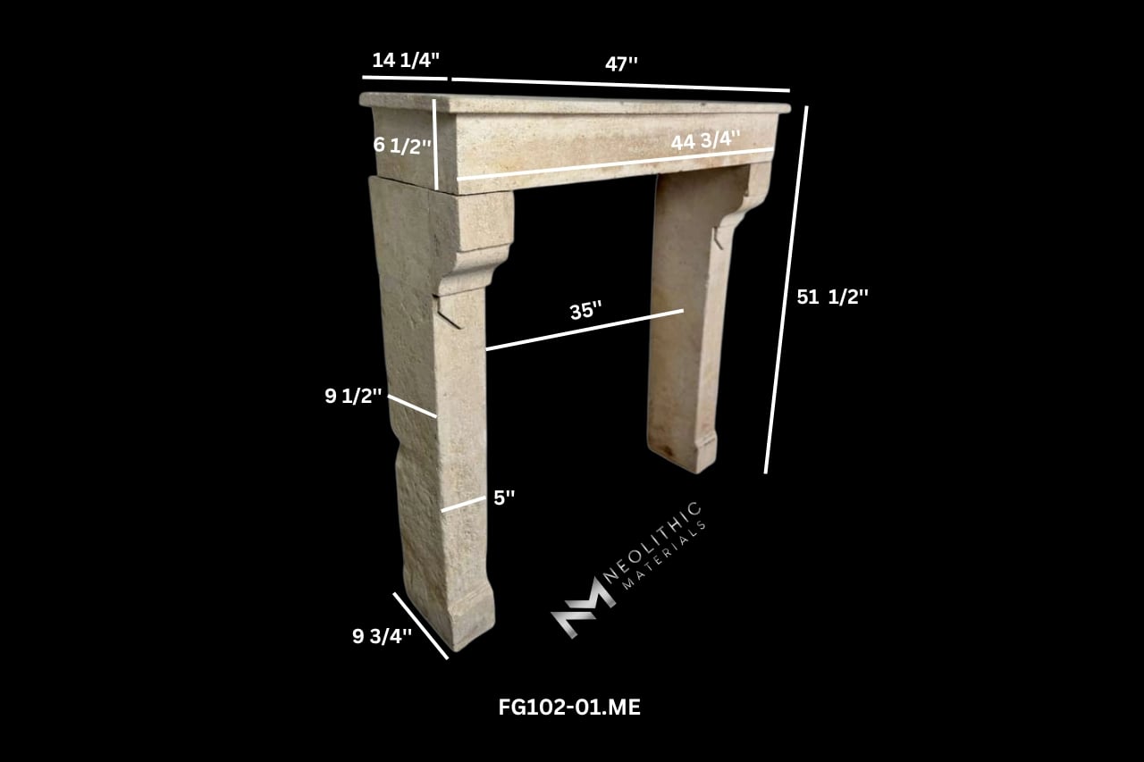 French Antique 19th Century Limestone Mantel - Image 8
