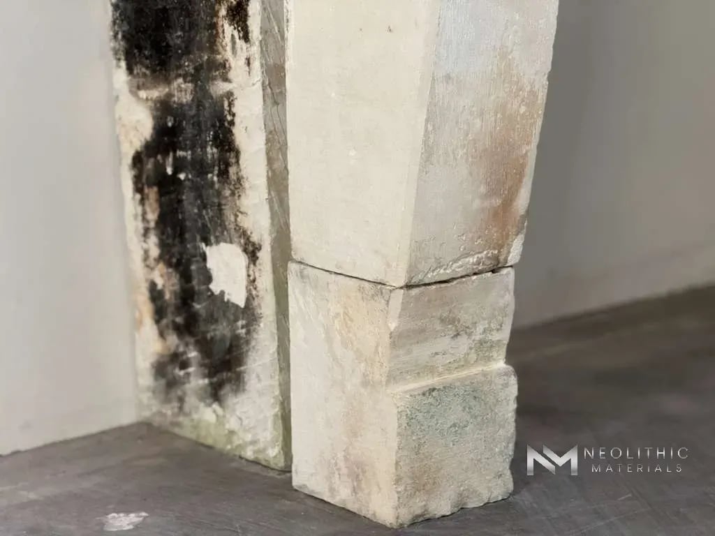 French Antique Limestone Fireplace Mantel - Image 6