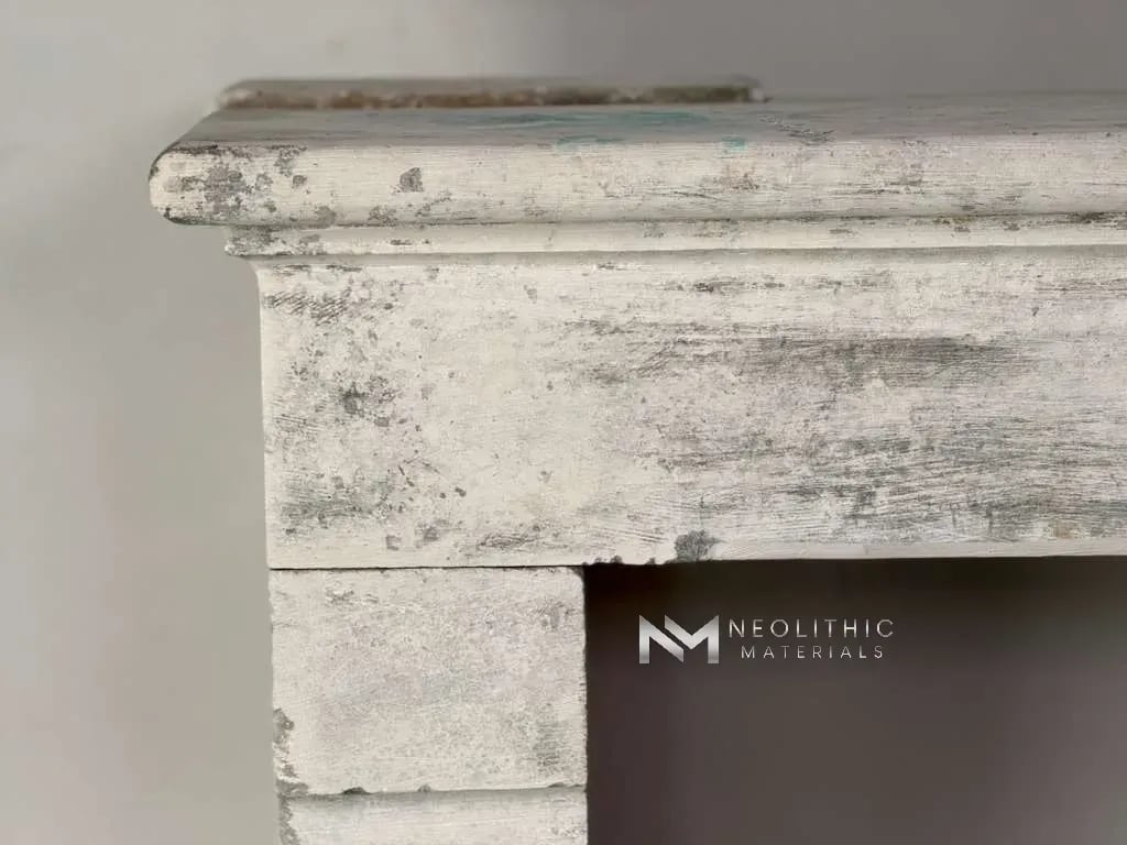 French Antique Limestone Fireplace Mantel - Image 7