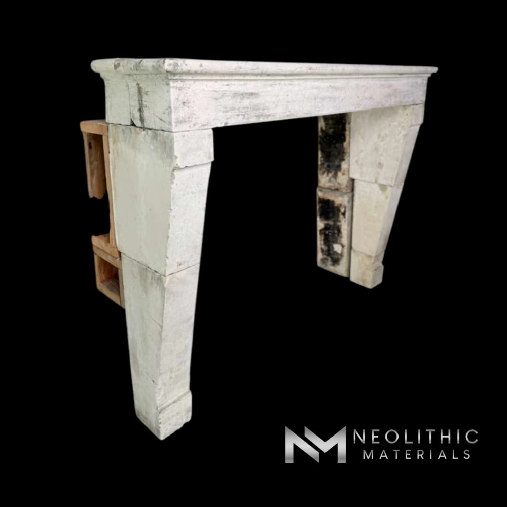 French Antique Limestone Fireplace Mantel