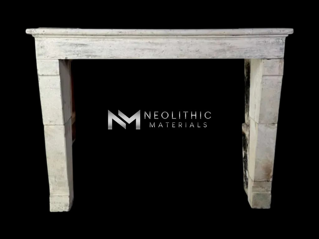 French Antique Limestone Fireplace Mantel
