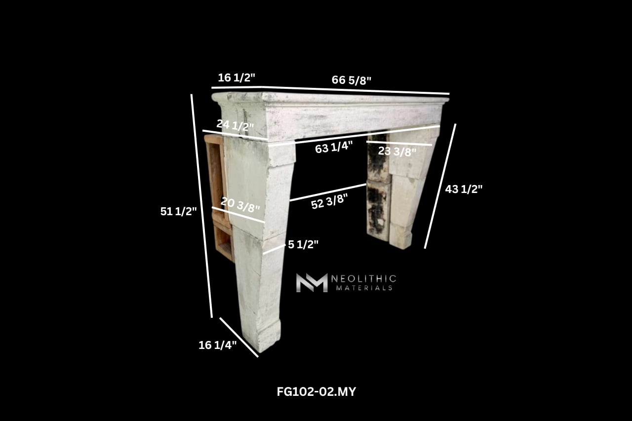French Antique Limestone Fireplace Mantel - Image 9
