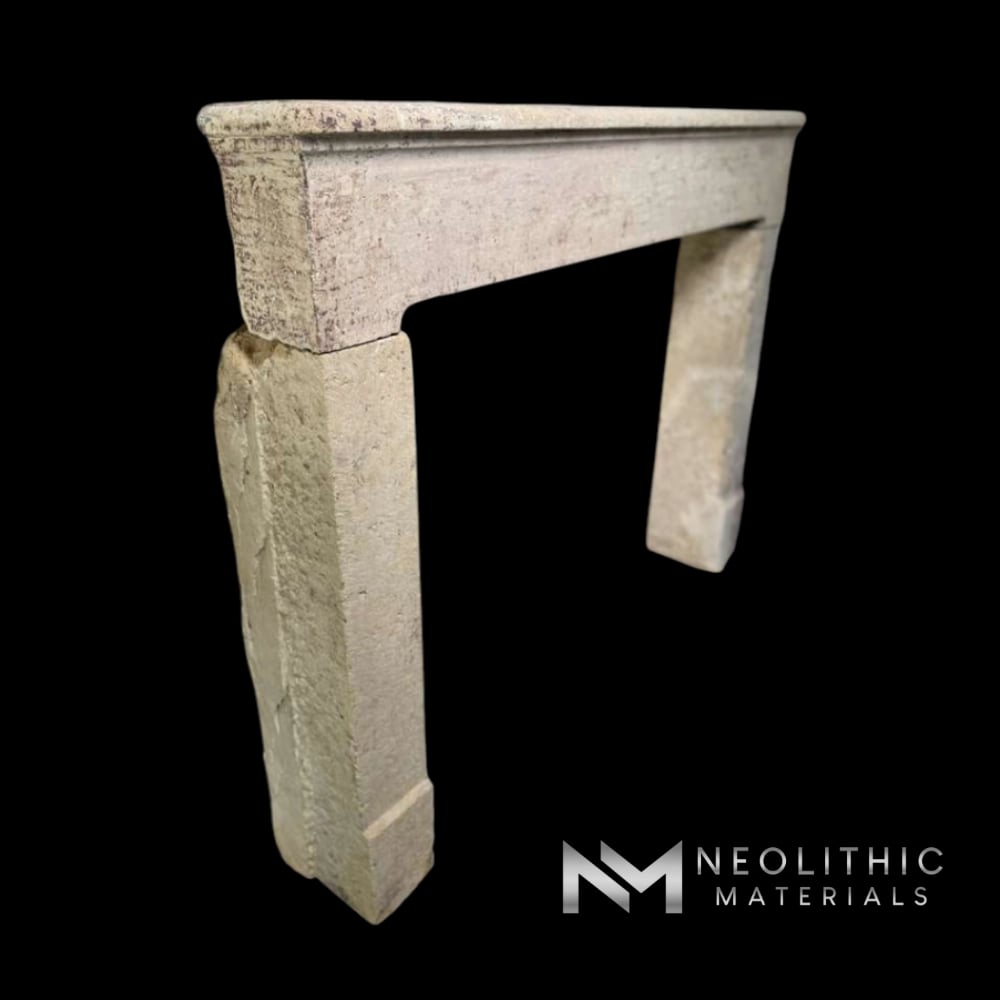 French Antique 19th Century Limestone Mantel