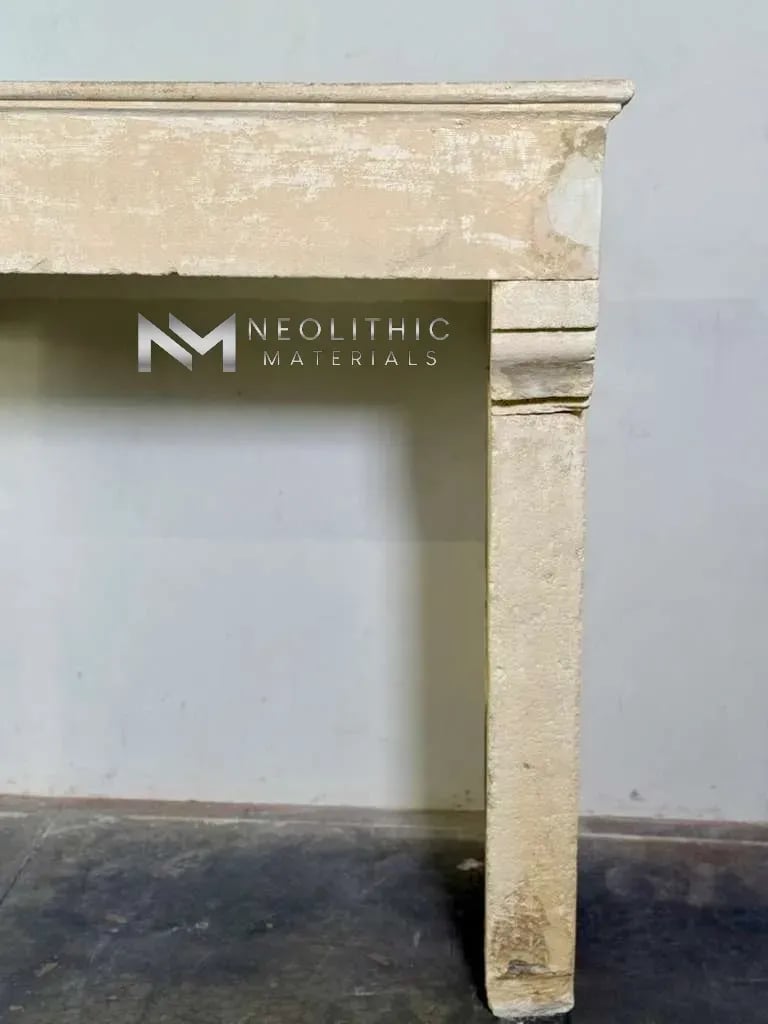French Antique Limestone Fireplace Mantel - Image 5