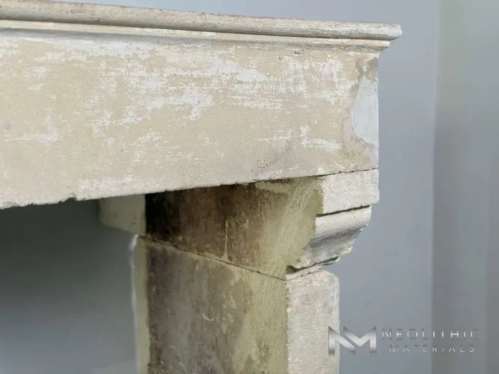 French Antique Limestone Fireplace Mantel - Image 7