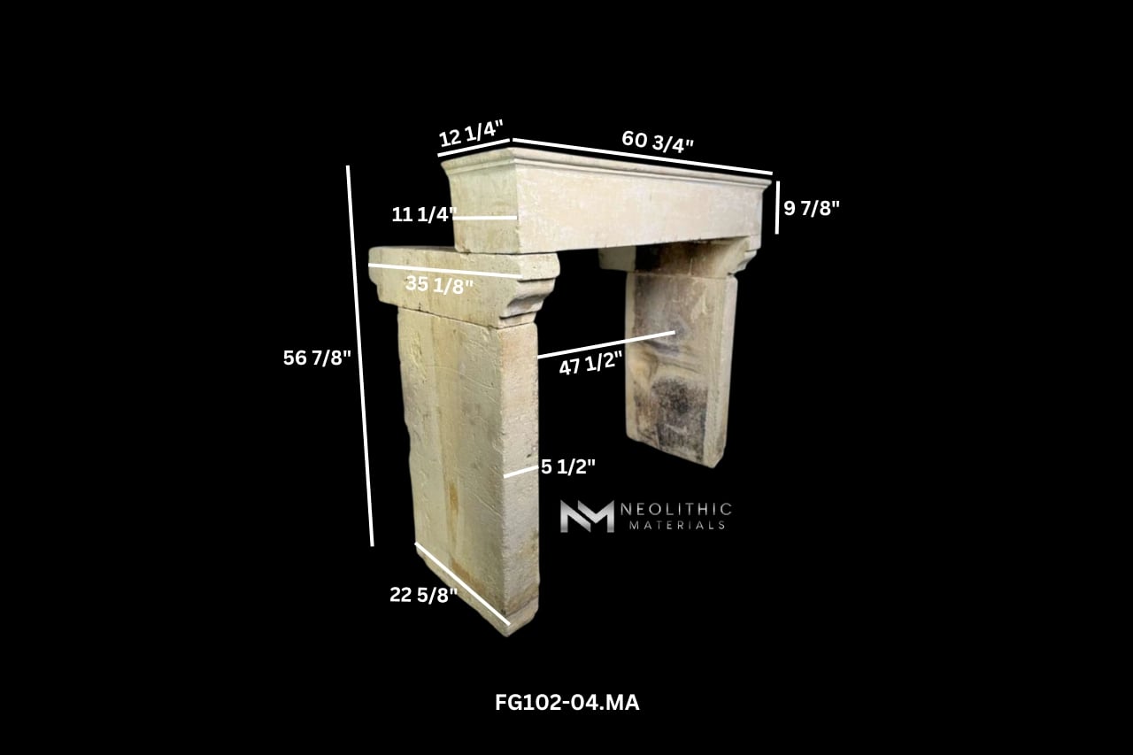 French Antique Limestone Fireplace Mantel - Image 8