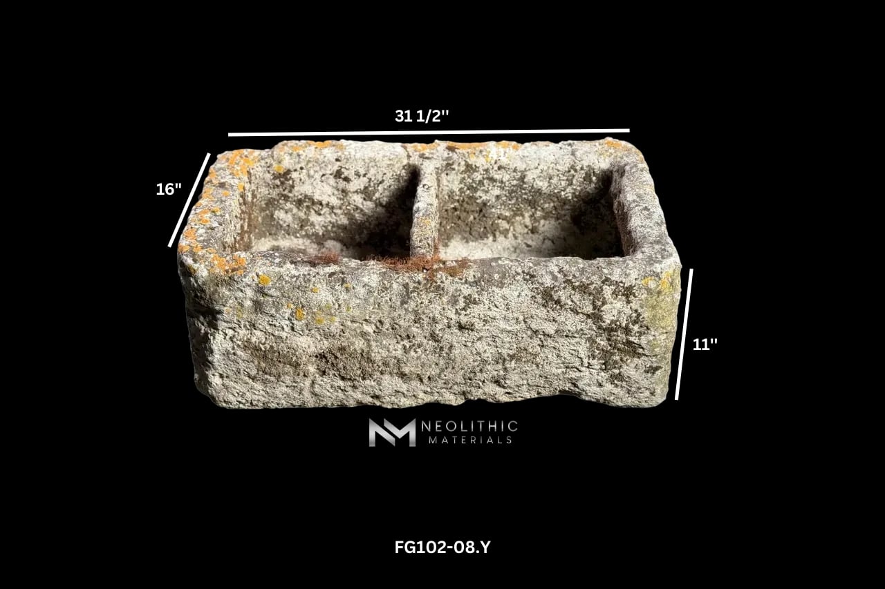 French Antique Double Limestone Trough - Image 8