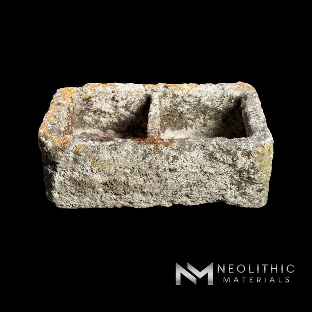 French Antique Double Limestone Trough