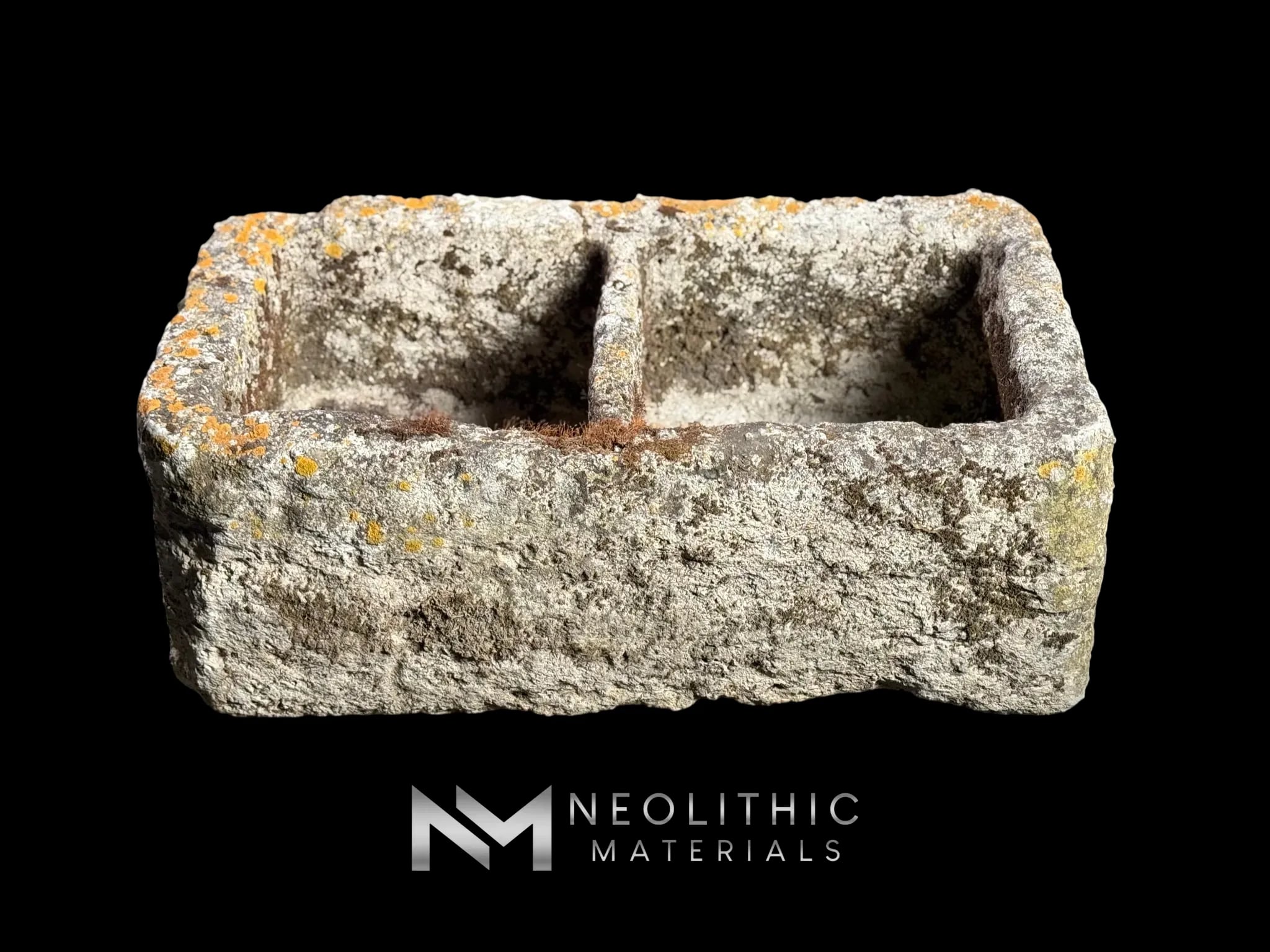 French Antique Double Limestone Trough
