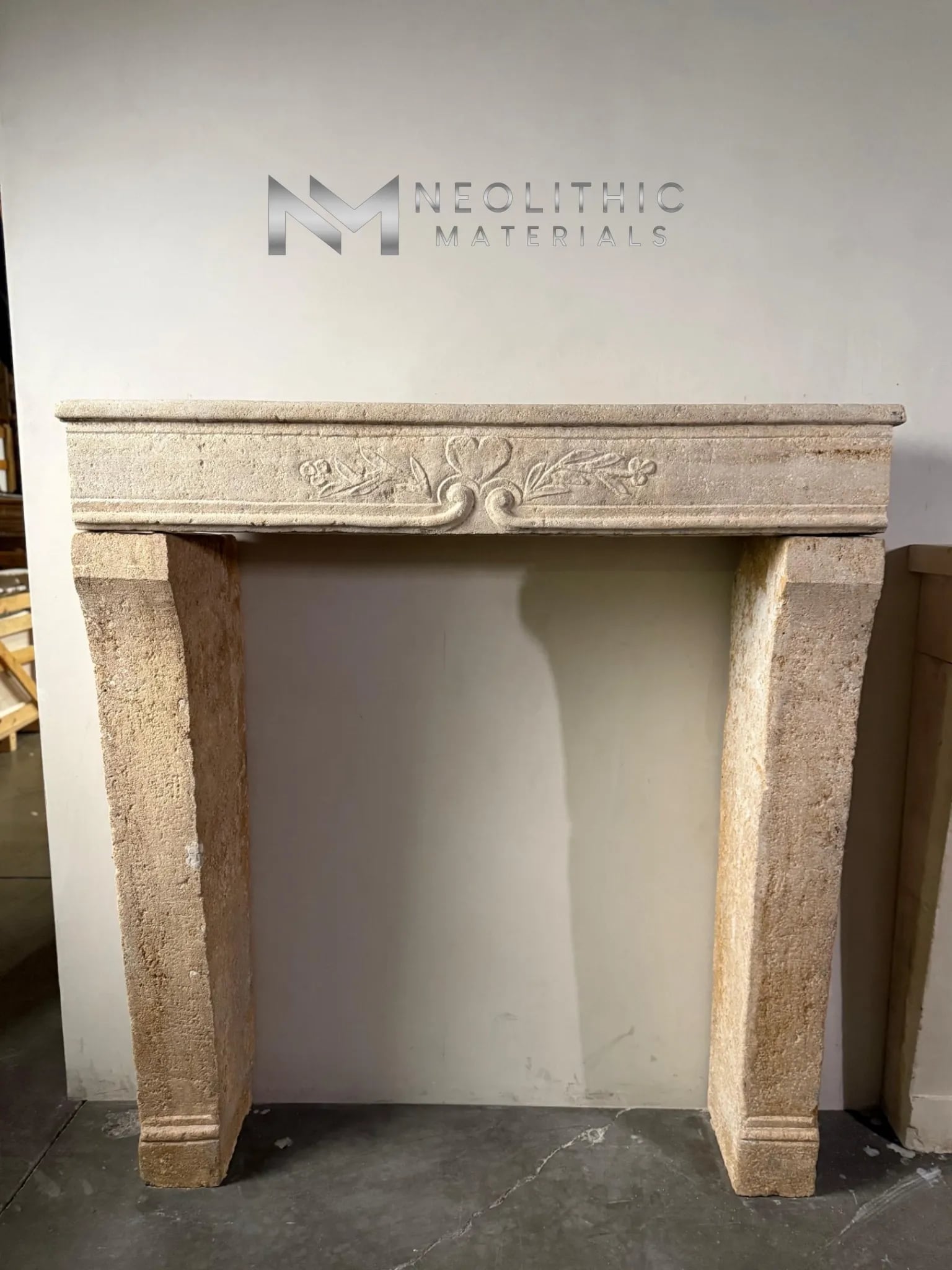French Antique 18th Century Limestone Mantel - Image 1