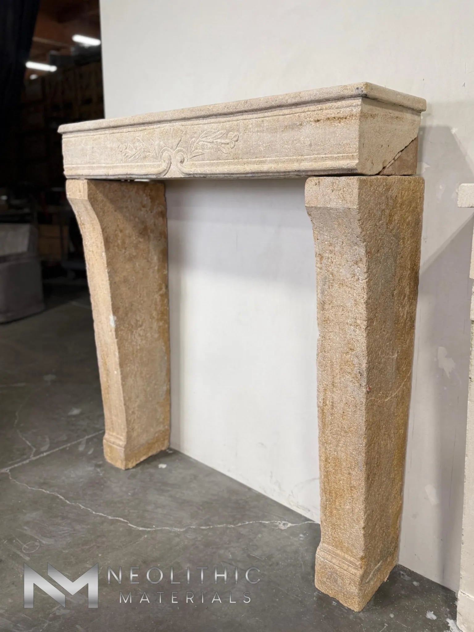French Antique 18th Century Limestone Mantel - Image 3