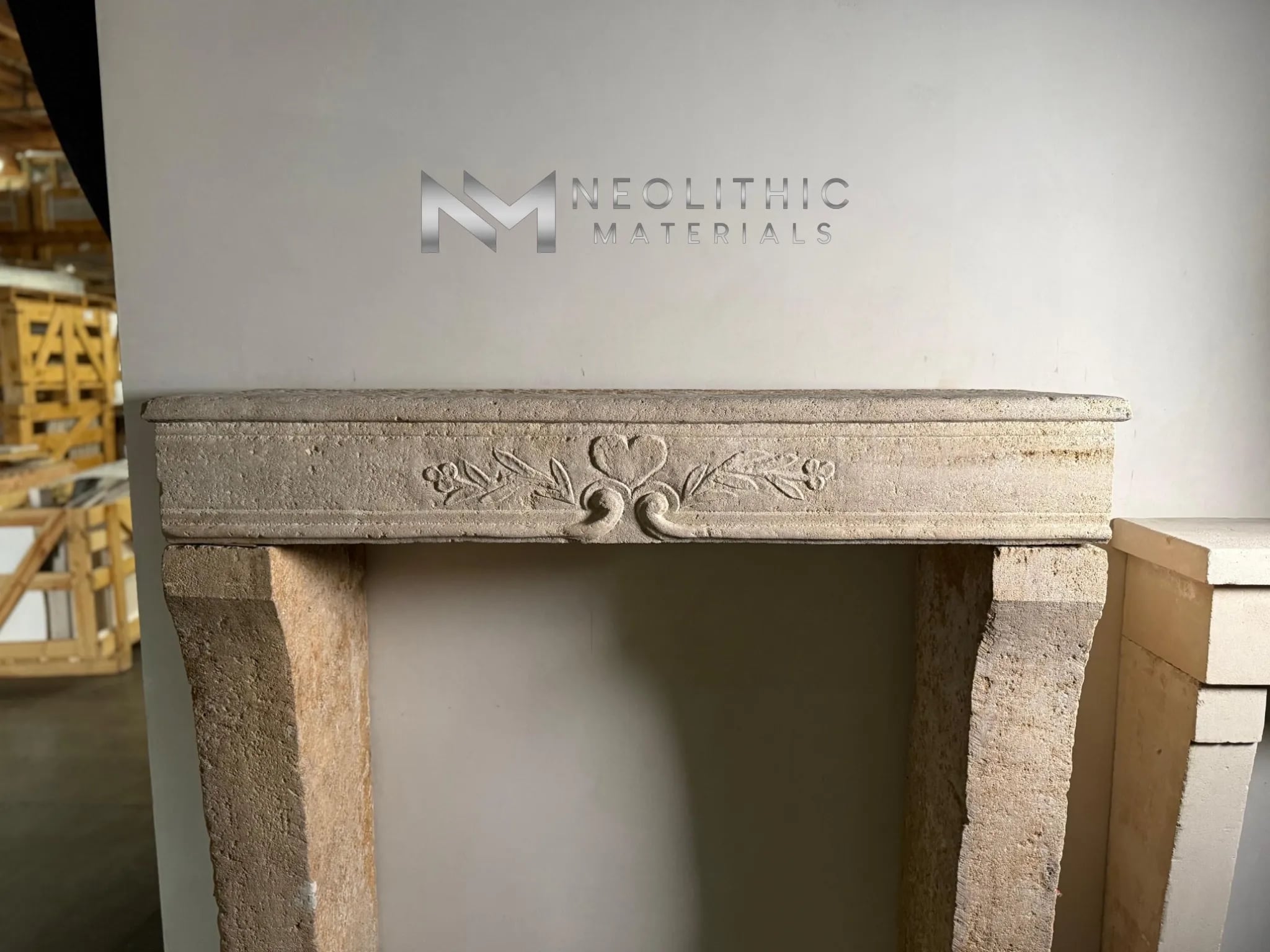 French Antique 18th Century Limestone Mantel - Image 4