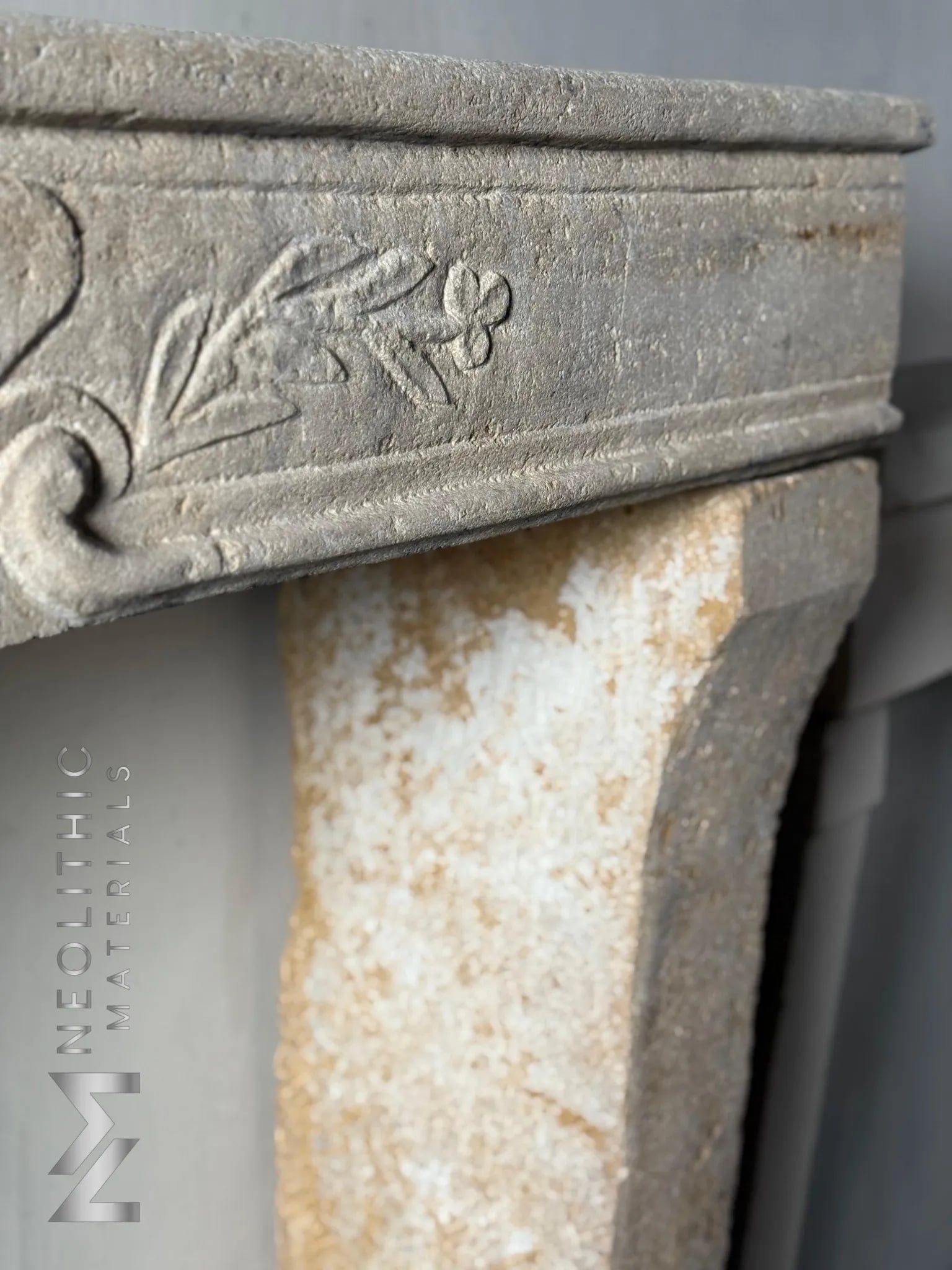 French Antique 18th Century Limestone Mantel - Image 9