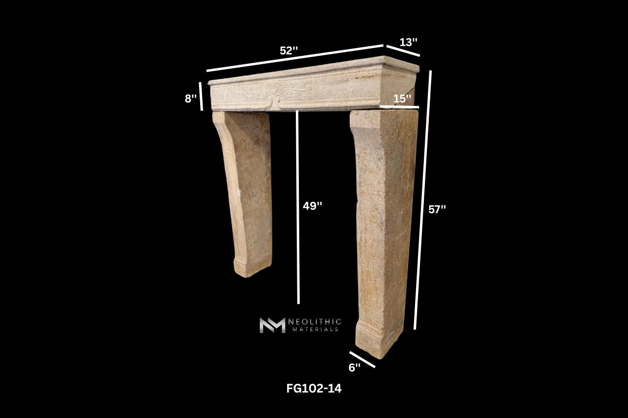 French Antique 18th Century Limestone Mantel - Image 10