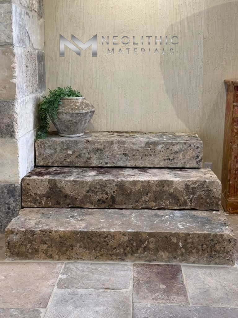 French Antique 18th Century Limestone Stair Treads - Image 2