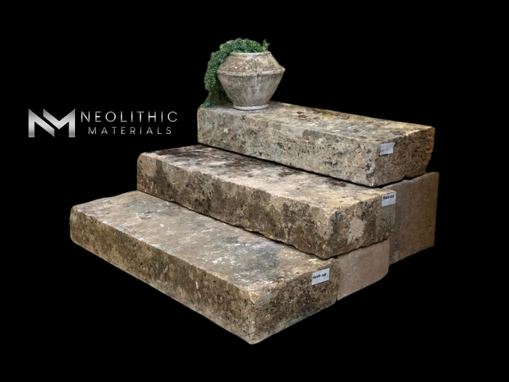 French Antique 18th Century Limestone Stair Treads