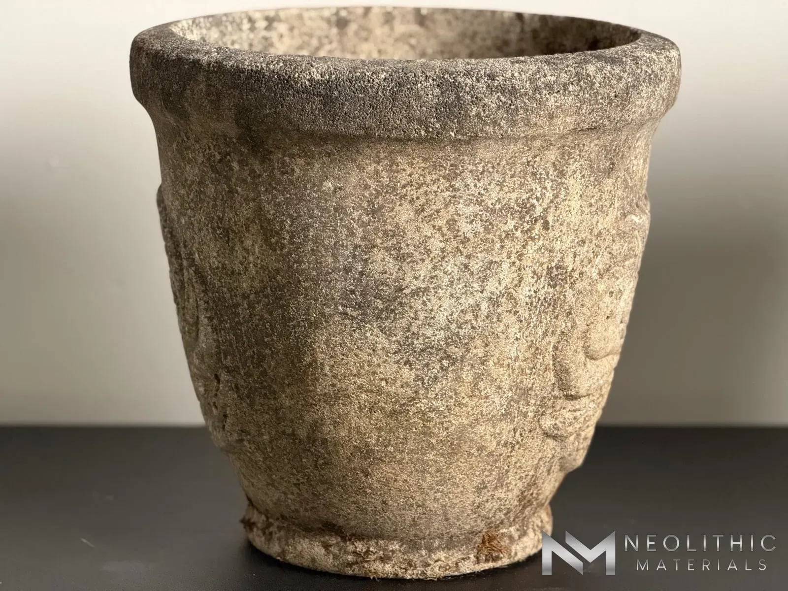 Pair of Mid-Century Cast-Stone Grandon Fres Planters with Flower Motifs - Image 5