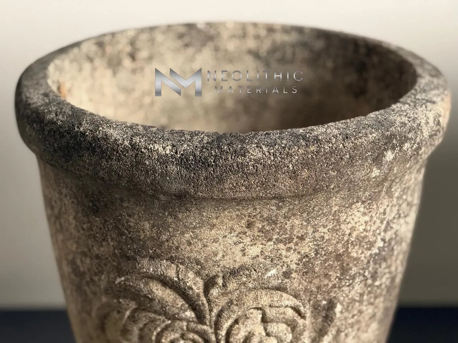 Pair of Mid-Century Cast-Stone Grandon Fres Planters with Flower Motifs - Image 6