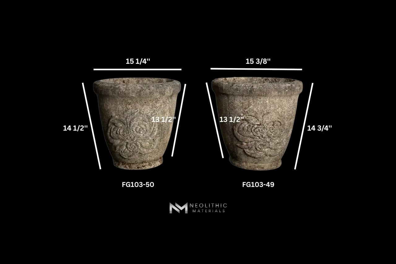 Pair of Mid-Century Cast-Stone Grandon Fres Planters with Flower Motifs - Image 10