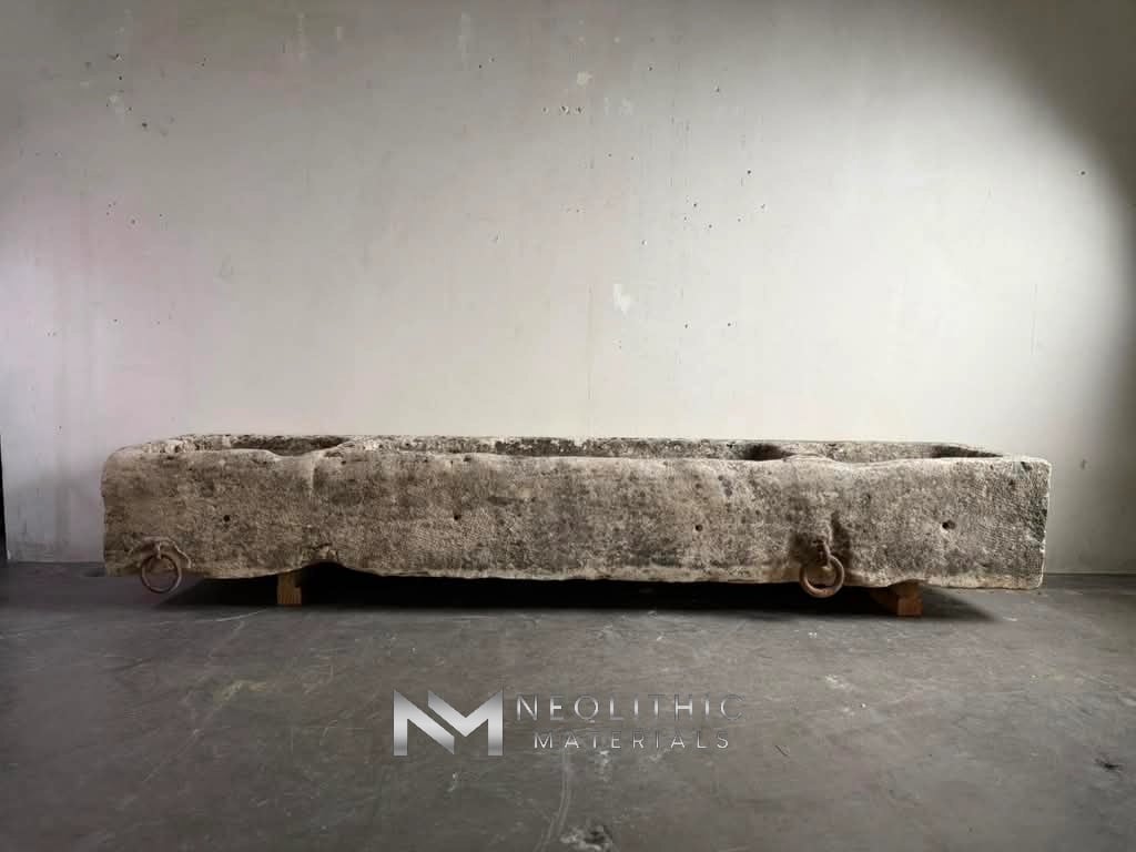 French Antique 19th Century Limestone Trough - Image 1