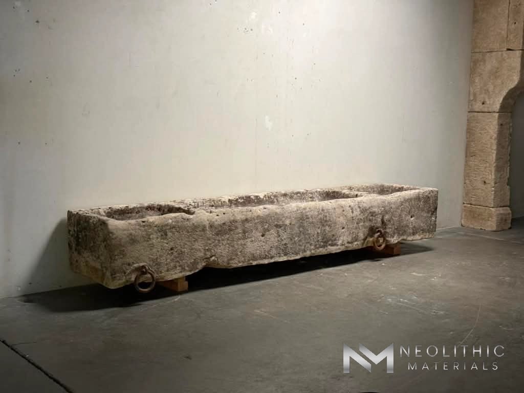 French Antique 19th Century Limestone Trough - Image 2