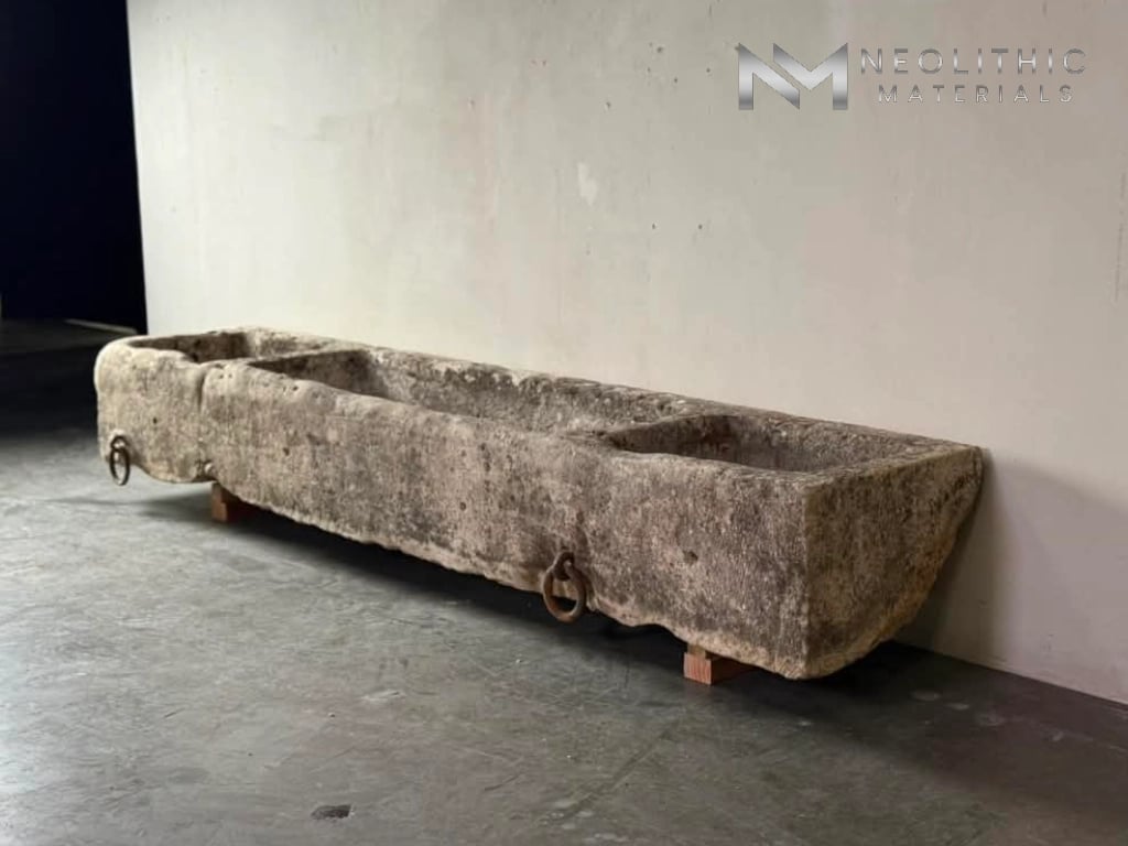 French Antique 19th Century Limestone Trough - Image 3