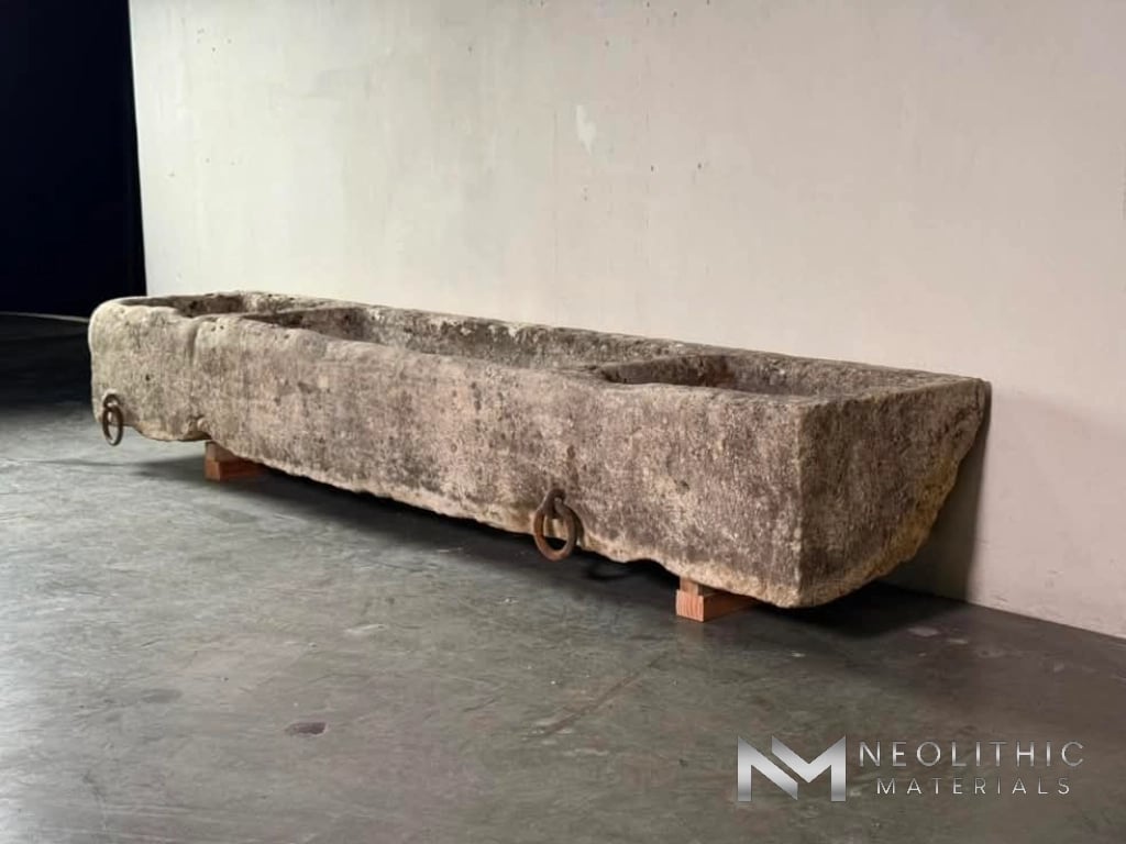 French Antique 19th Century Limestone Trough - Image 5