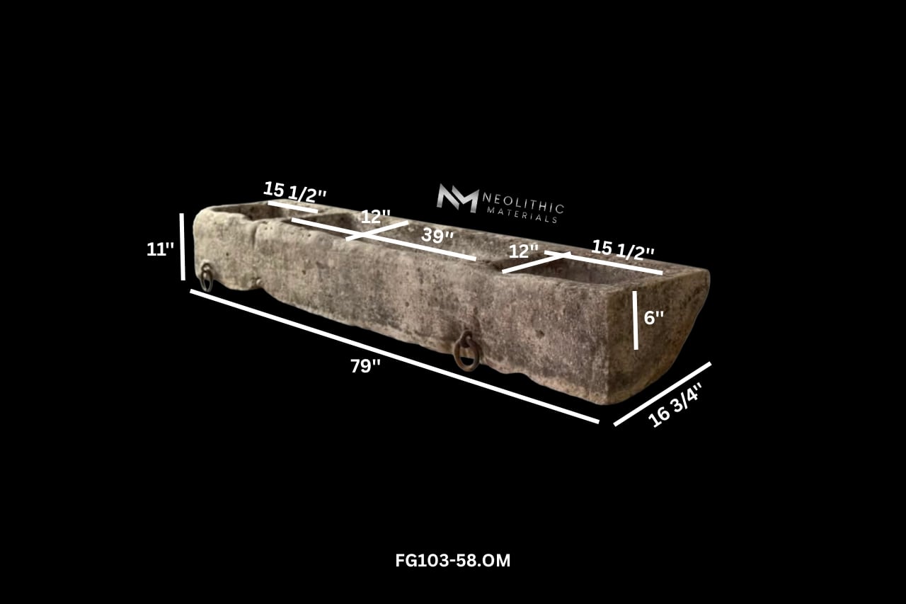 French Antique 19th Century Limestone Trough - Image 10
