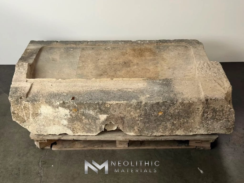 French Antique Limestone Sink - Image 1