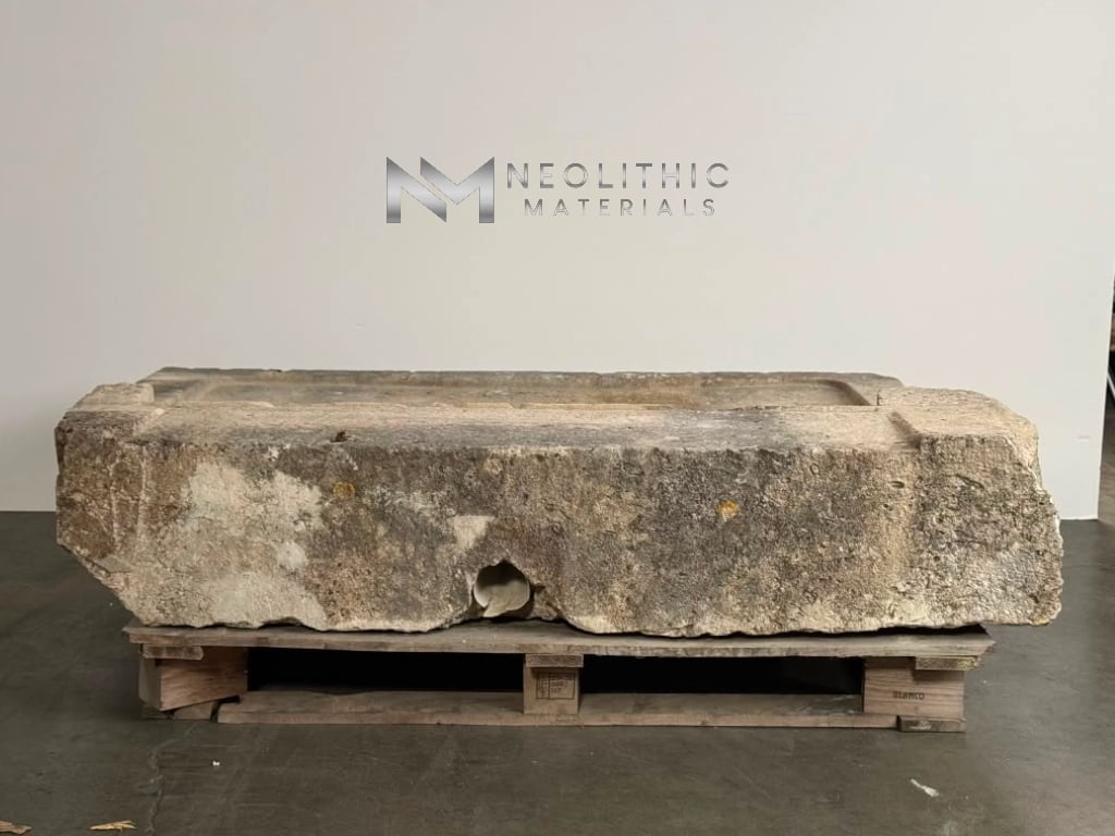 French Antique Limestone Sink - Image 2