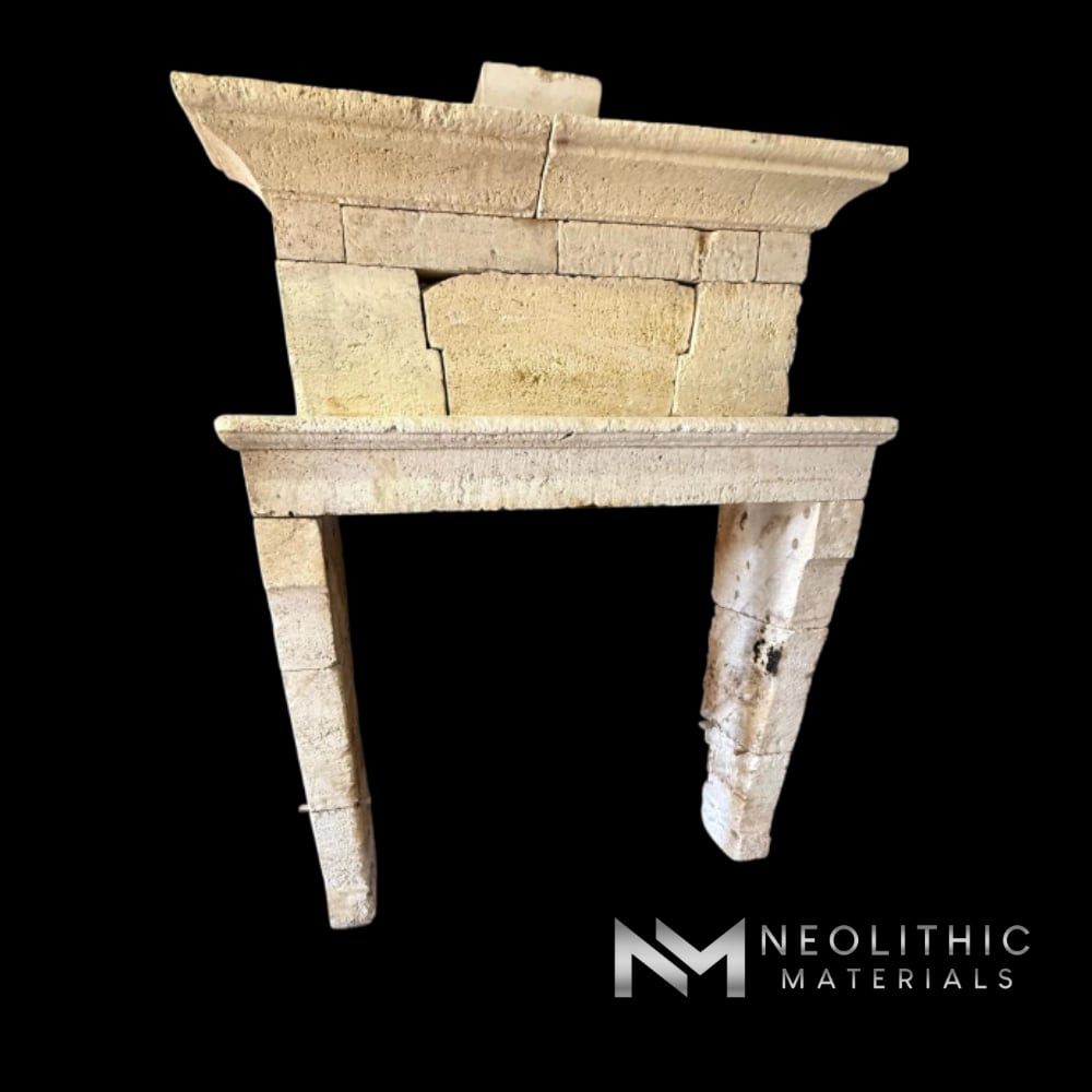 French Antique Limestone Fireplace