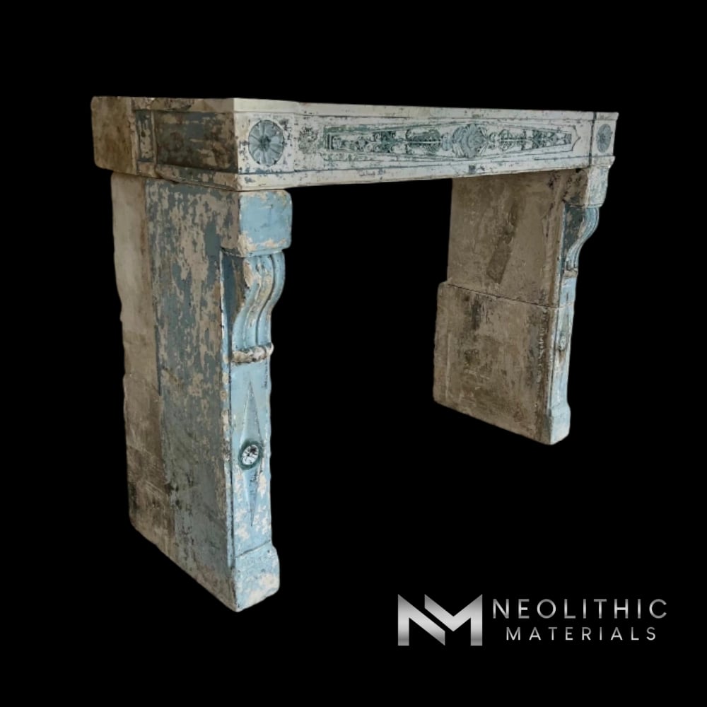 French Antique Limestone Fireplace