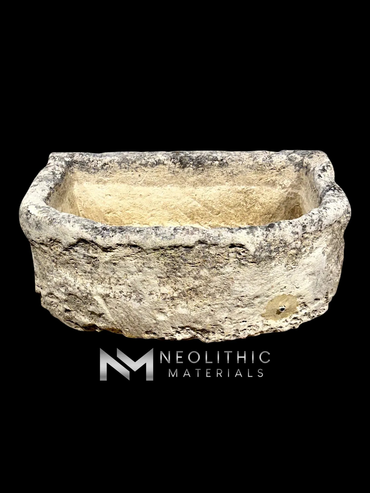 Antique French Half Moon Limestone Trough
