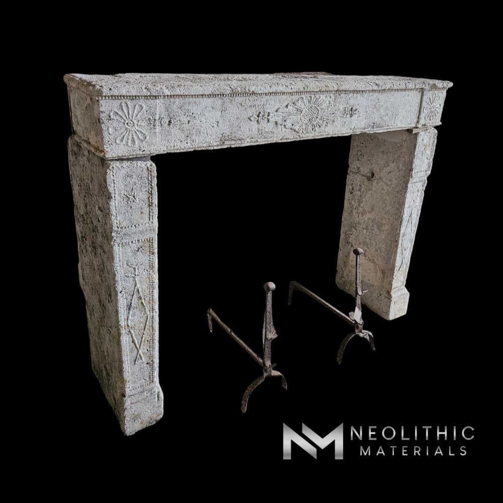 French Antique 17th Century Limestone Fireplace Mantel