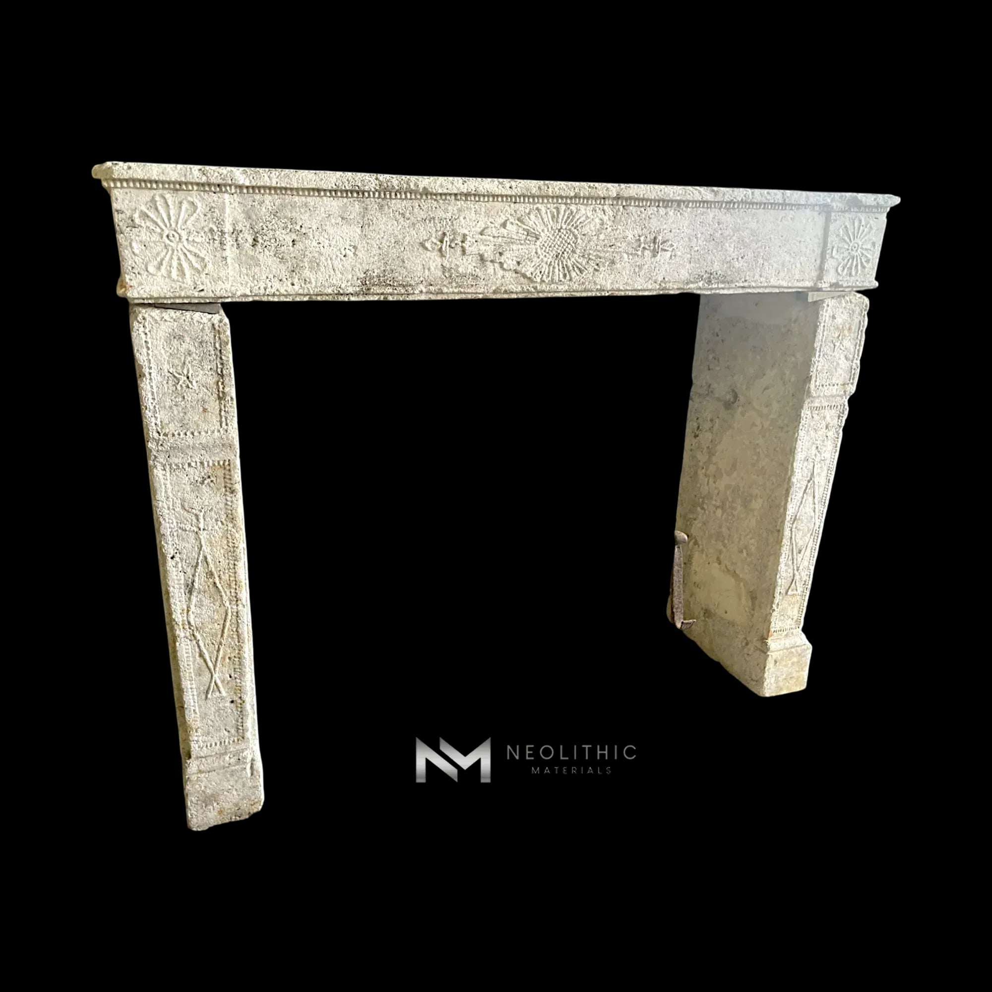 French Antique 17th Century Limestone Fireplace Mantel