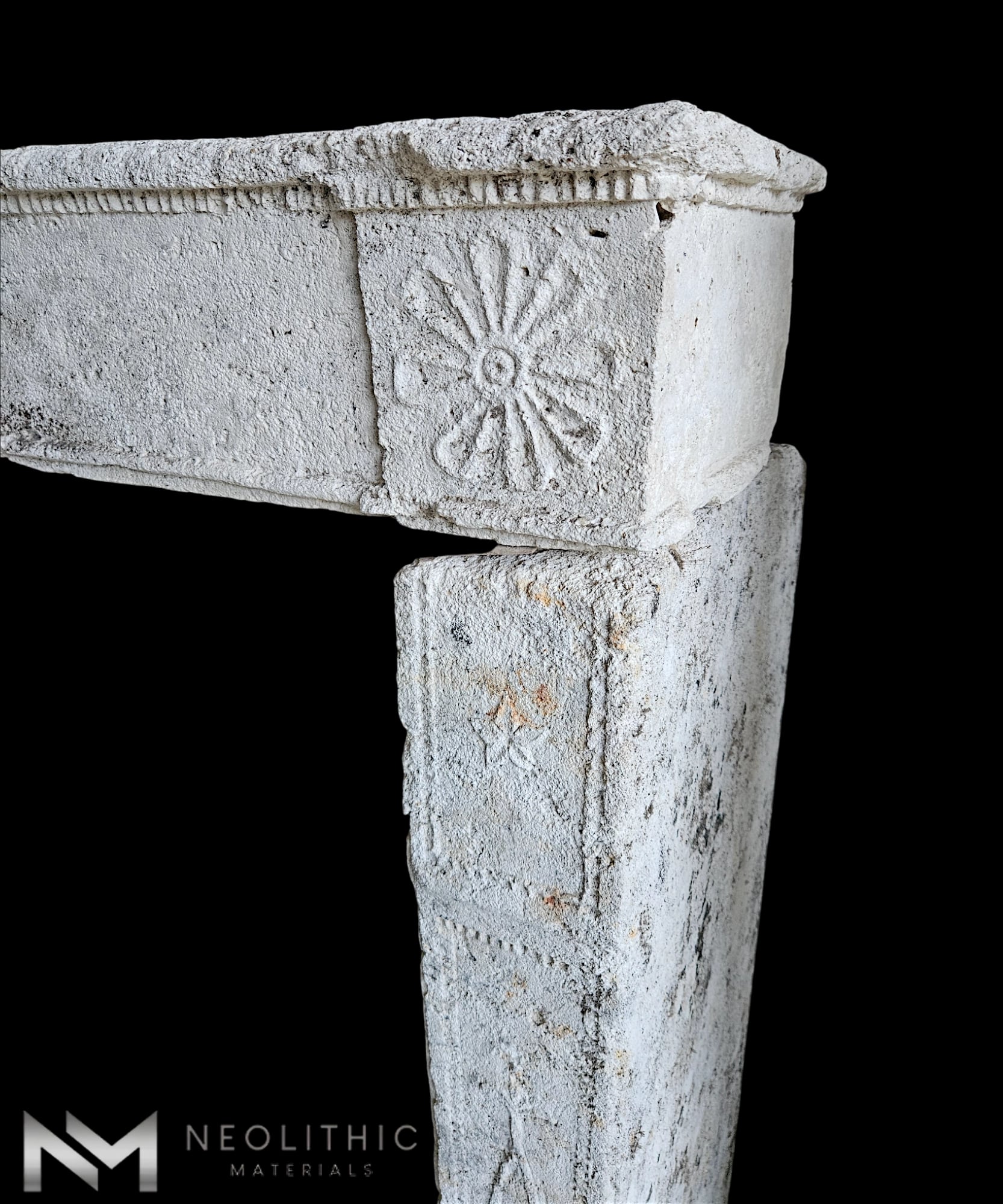 French Antique 17th Century Limestone Fireplace Mantel - Image 5
