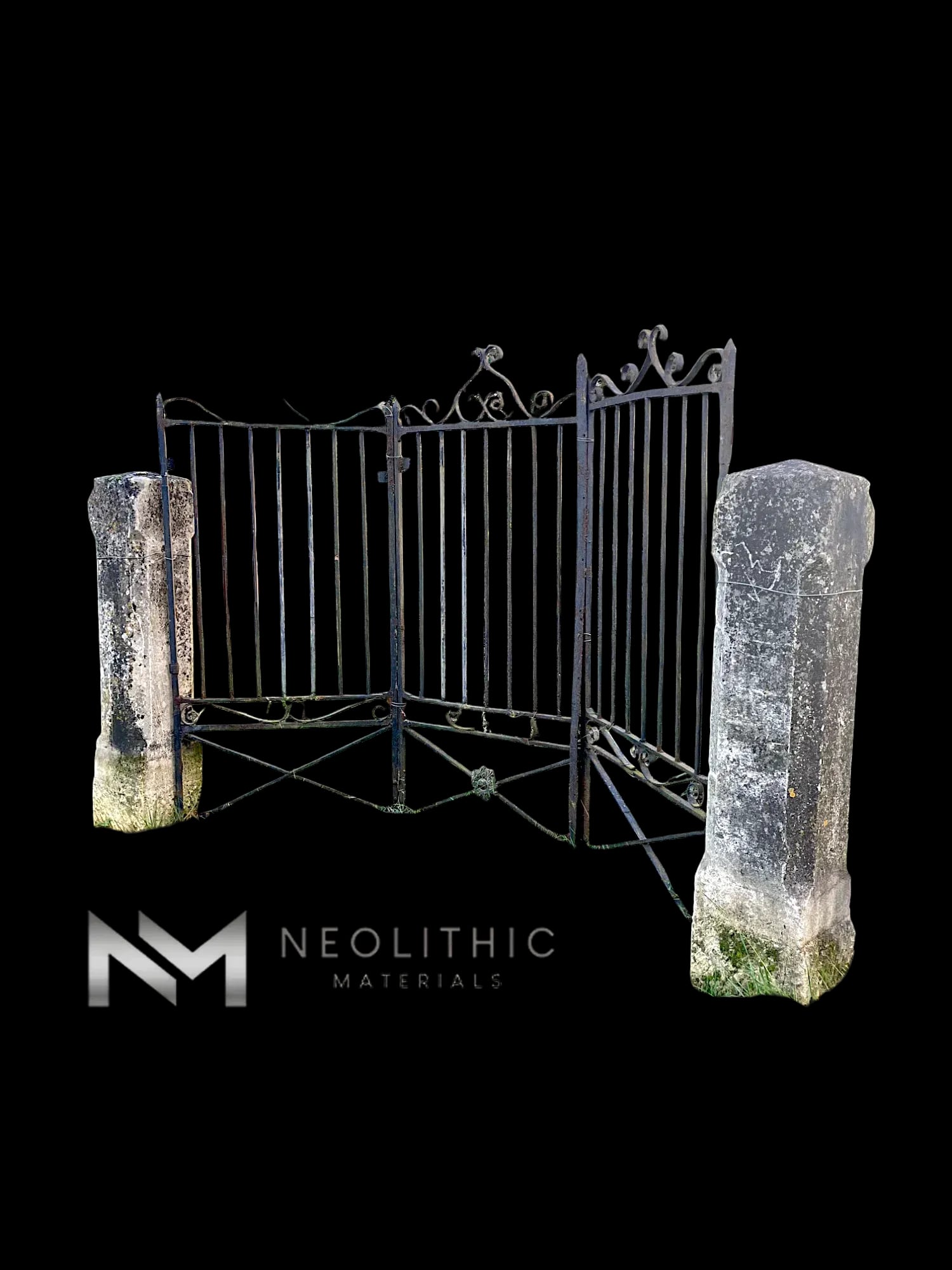 Antique Limestone Pillars (Pair) - Image 1
