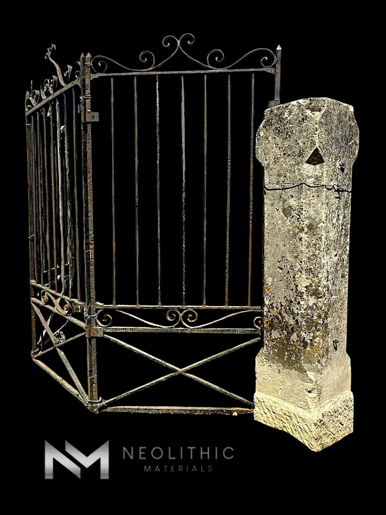 Antique Limestone Pillars (Pair) - Image 2