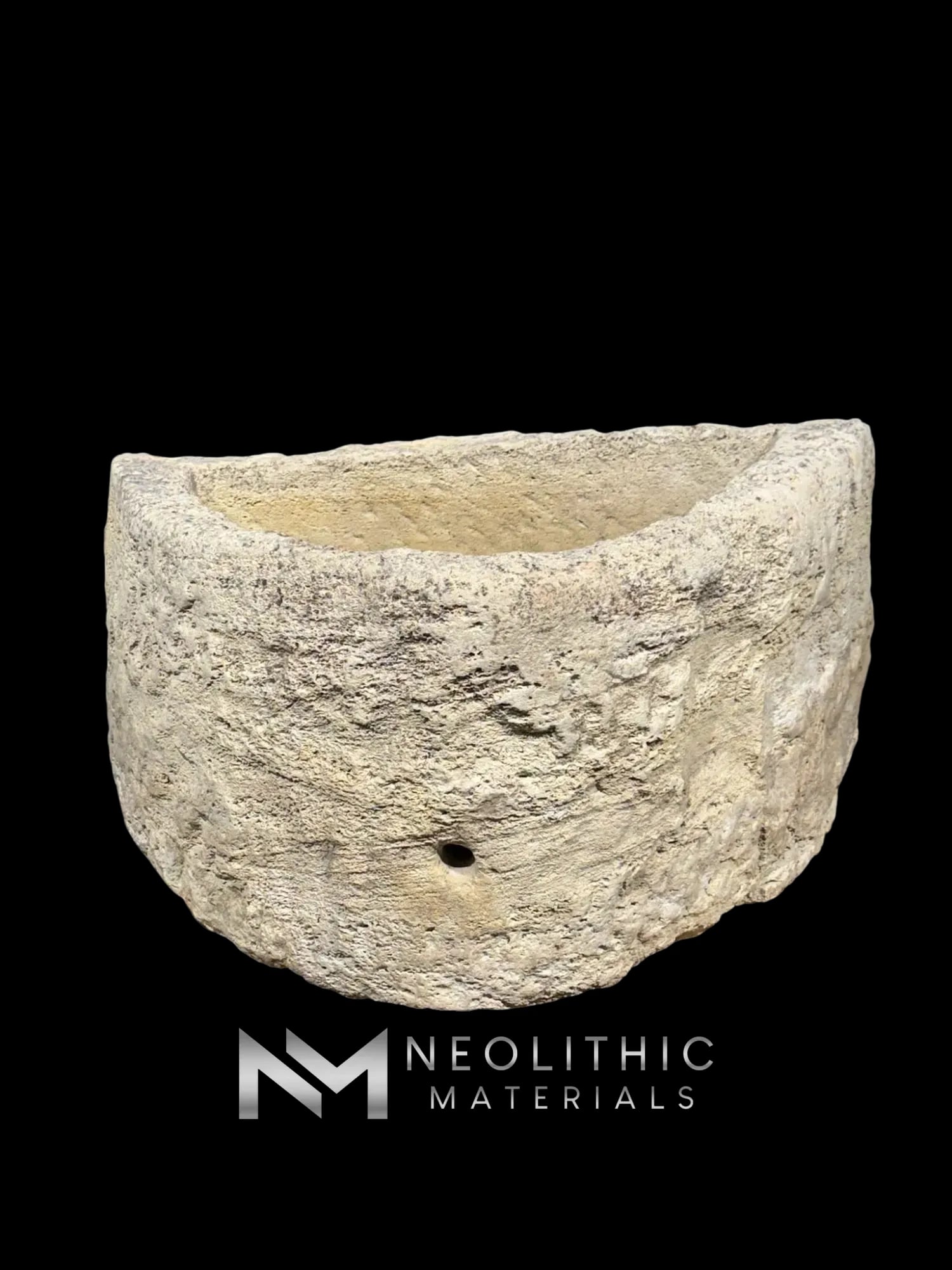 French Antique Half Moon Limestone Trough