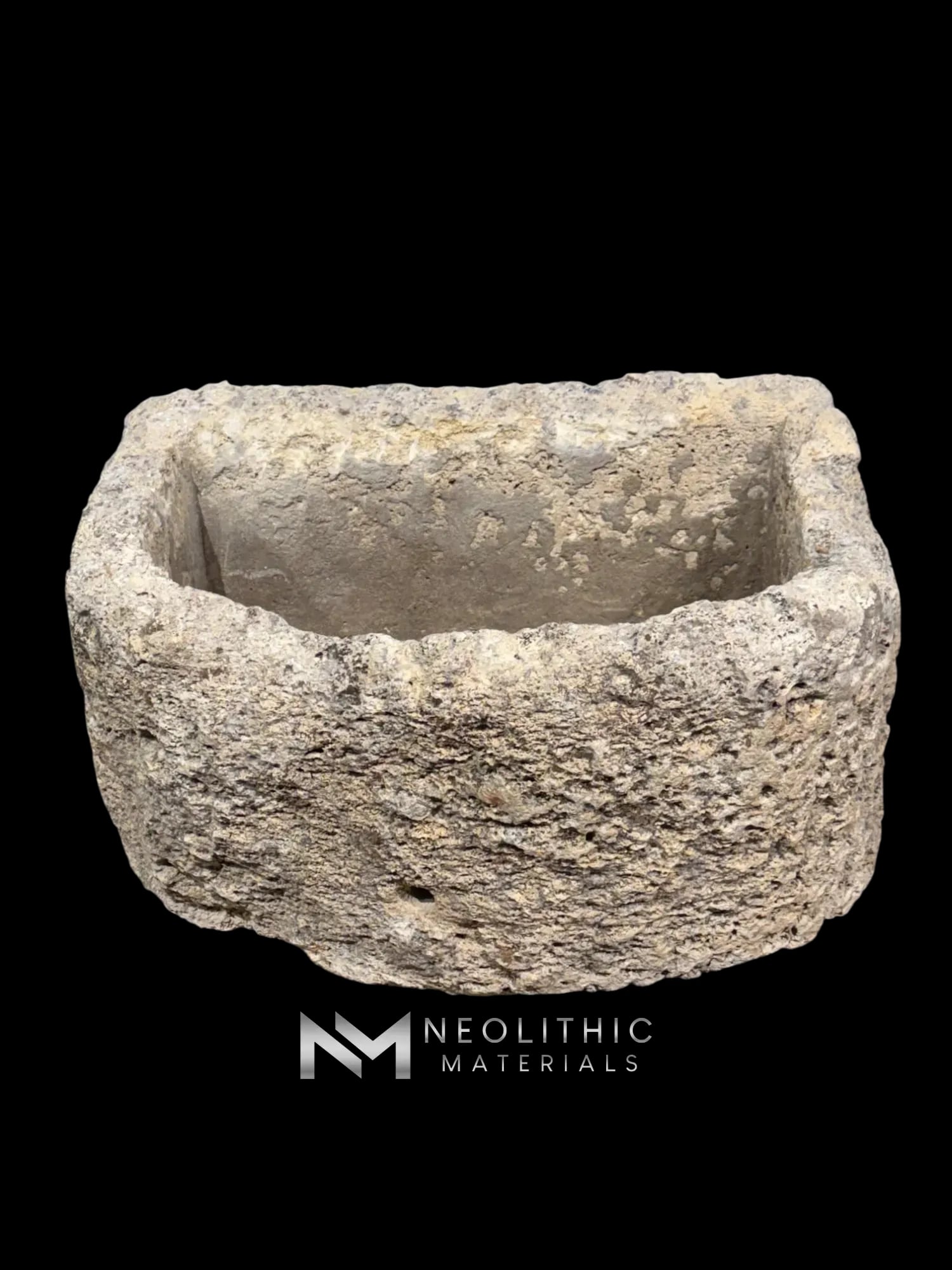 French Antique Half Moon Limestone Trough
