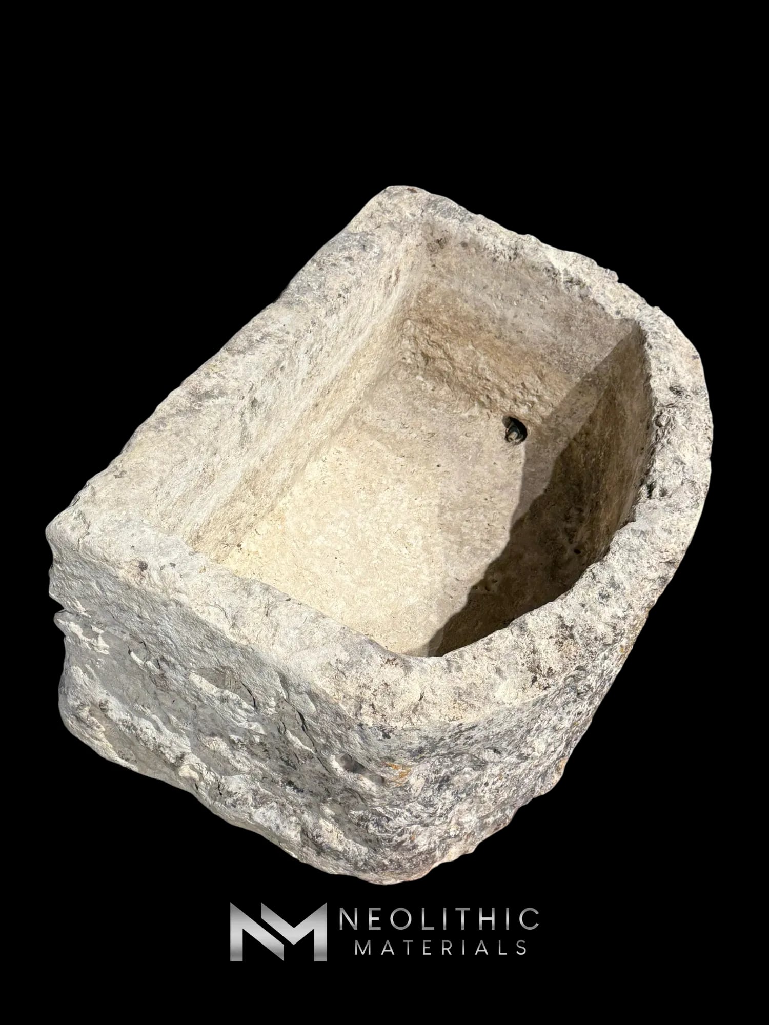French Antique Half Moon Limestone Trough - Image 2